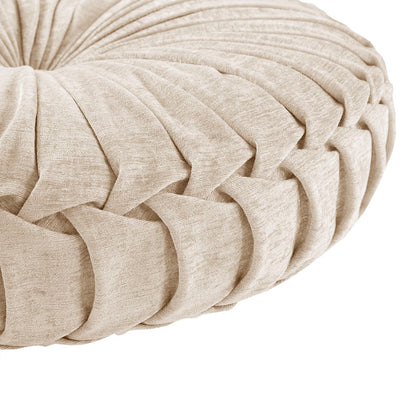 Loretta Poly Chenille Round Floor Pillow Cushion - Ivory