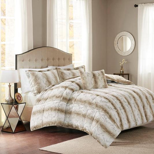 Zuri Faux Fur Comforter Set - Sand