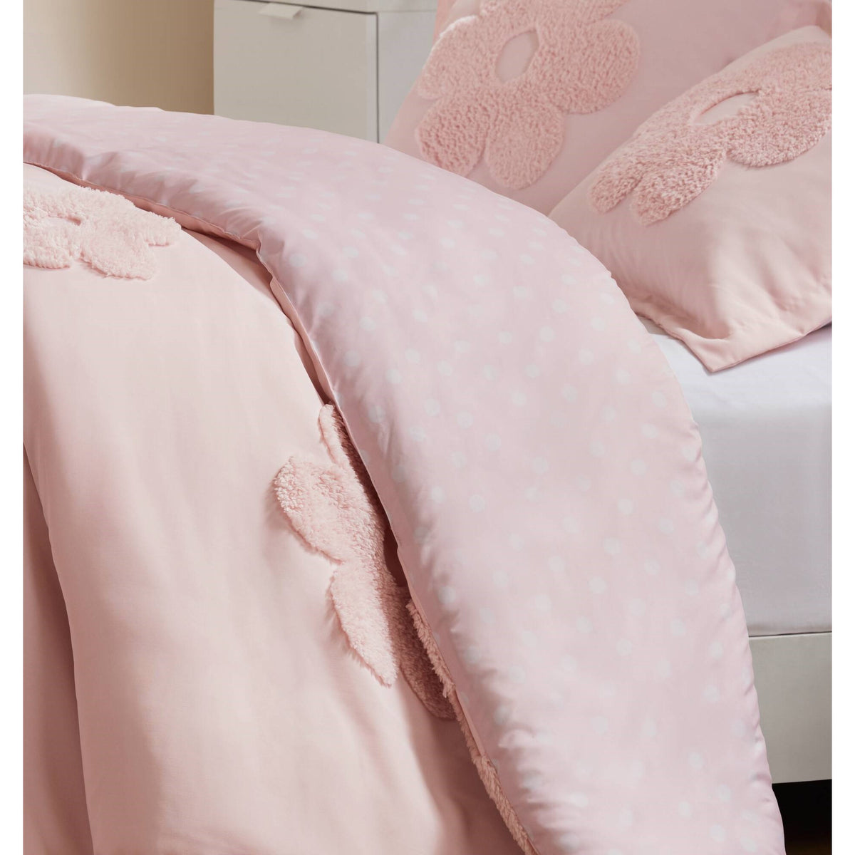 Gracie Floral Reversible Tufted Chenille Duvet Cover Set - Pink