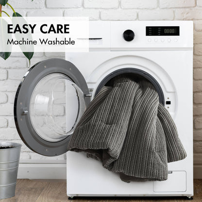 Lyon Waffle Washed Comforter Set - Charcoal