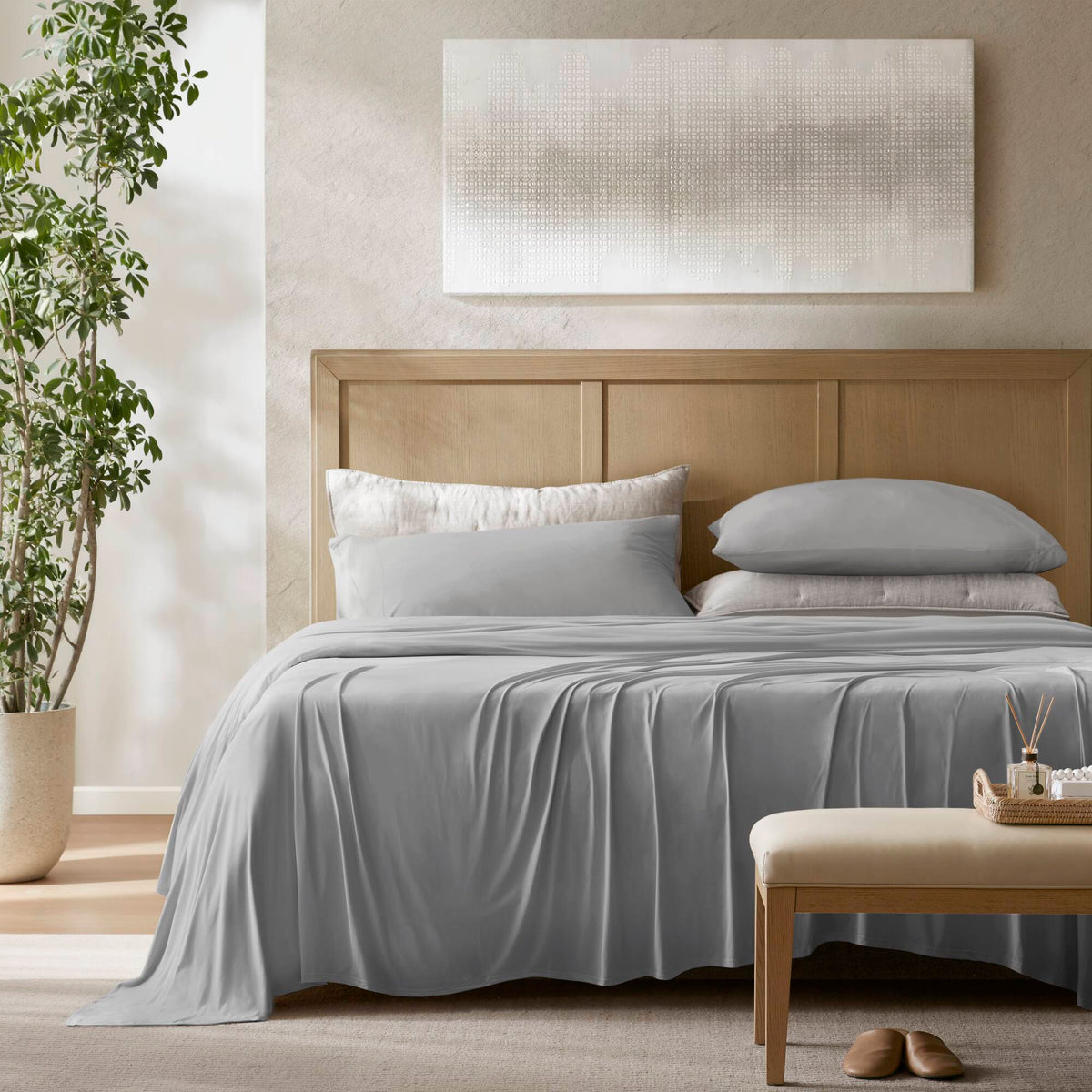 Cooling Stretch Jersey Sheet Set - Grey