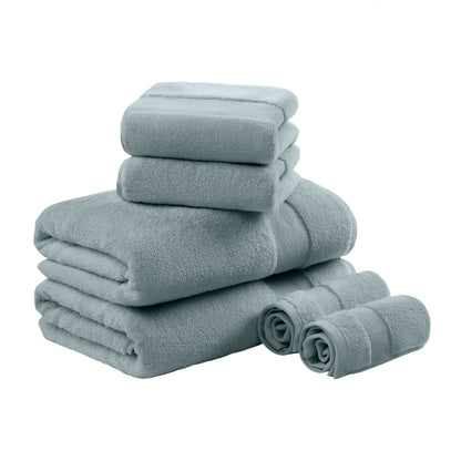 Turkish Cotton 6 Piece Bath Towel Set - Blue