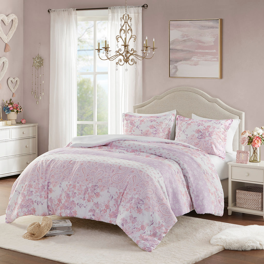 Oliena Floral Paisley Duvet Cover Set - Pink