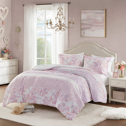 Oliena Floral Paisley Duvet Cover Set - Pink
