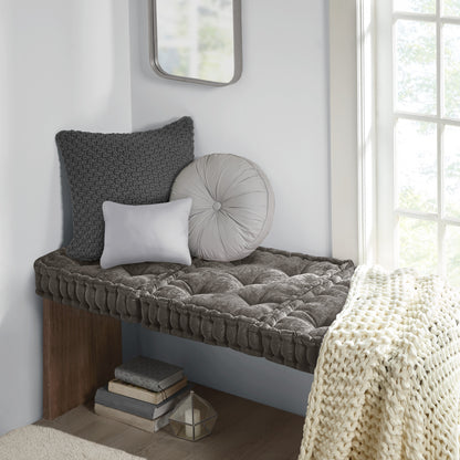 Azza Poly Chenille Square Floor Pillow Cushion - Charcoal