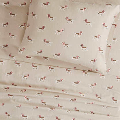 Cotton Flannel Sheet Set - Tan Dog