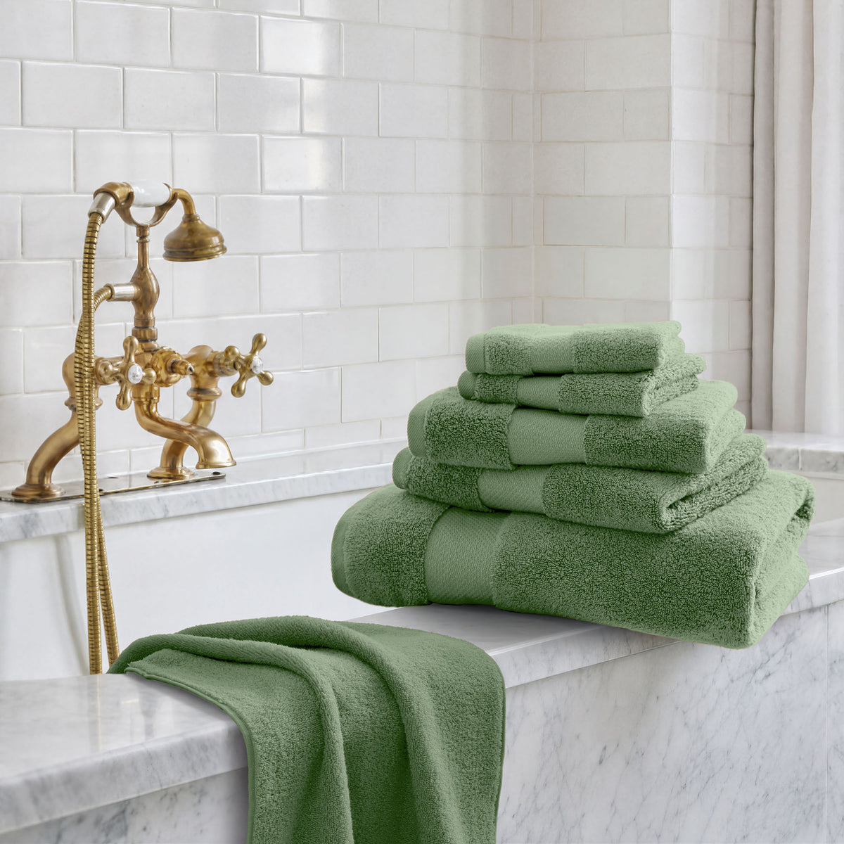 Turkish Cotton 6 Piece Bath Towel Set - Green