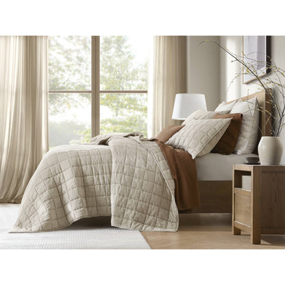French Flax Linen Garment Washed Quilt Set - Linen