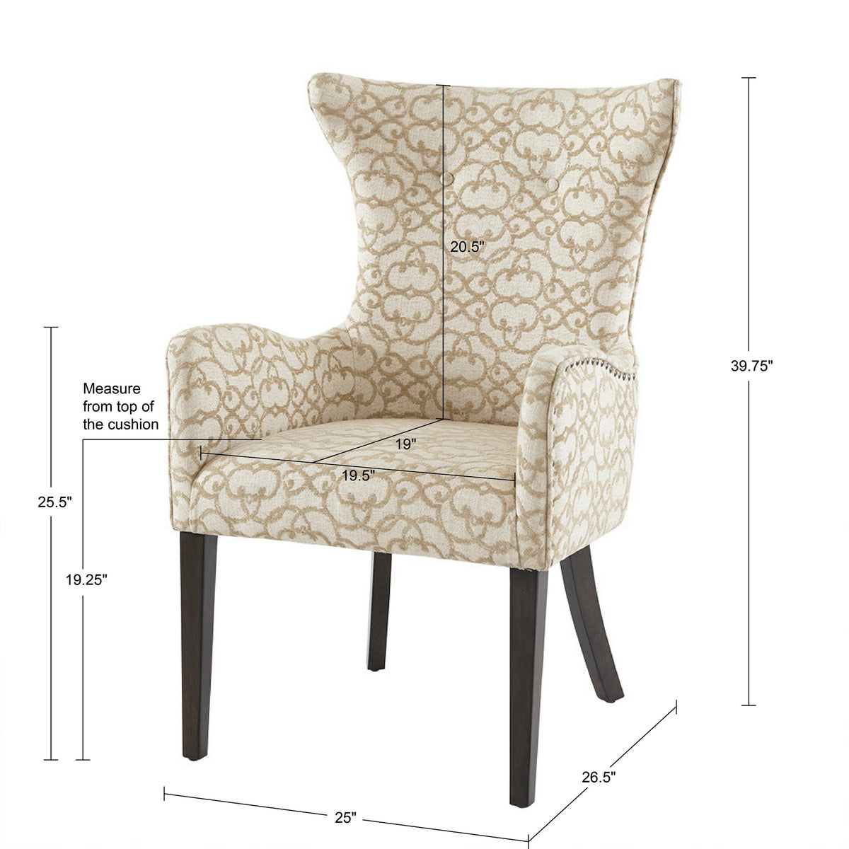 Angelica Arm Dining Chair (set of 2) - Tan