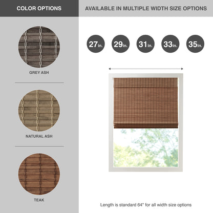 Eastfield Bamboo Light Filtering Roman Shade 64"L - Teak
