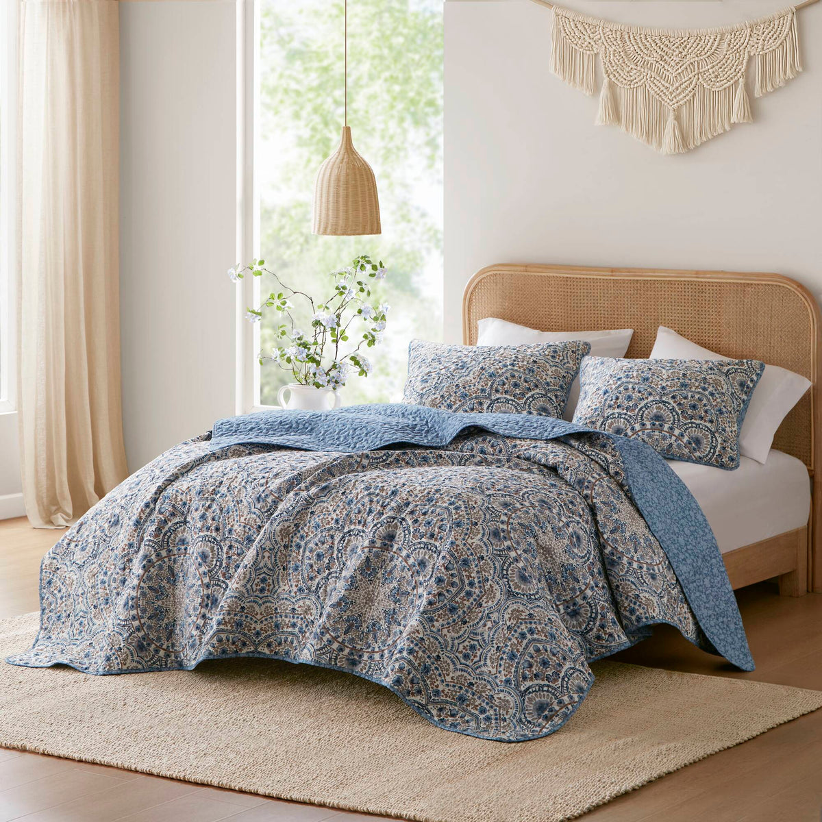 Valerie Boho Reversible Quilt - Blue
