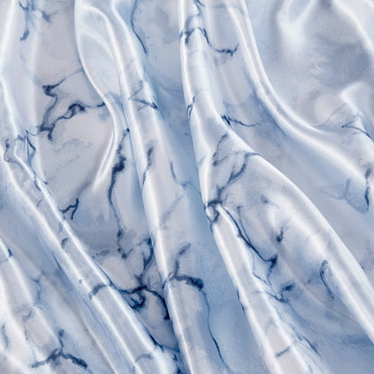 Printed Satin Sheet Set - Blue Marble