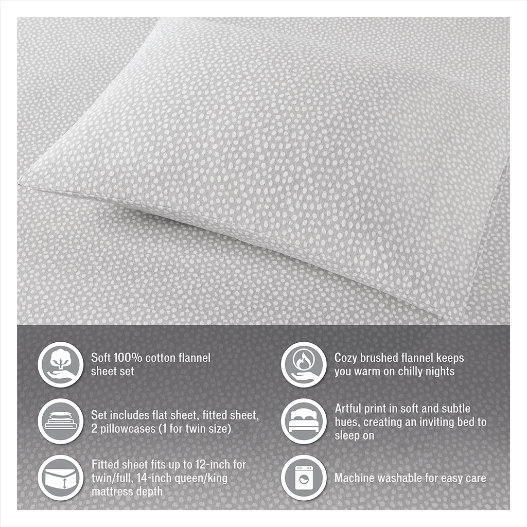 Cozy Cotton Flannel Printed Sheet Set - Aqua French Bulldog