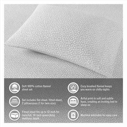 Cozy Cotton Flannel Printed Sheet Set - Blue Geo