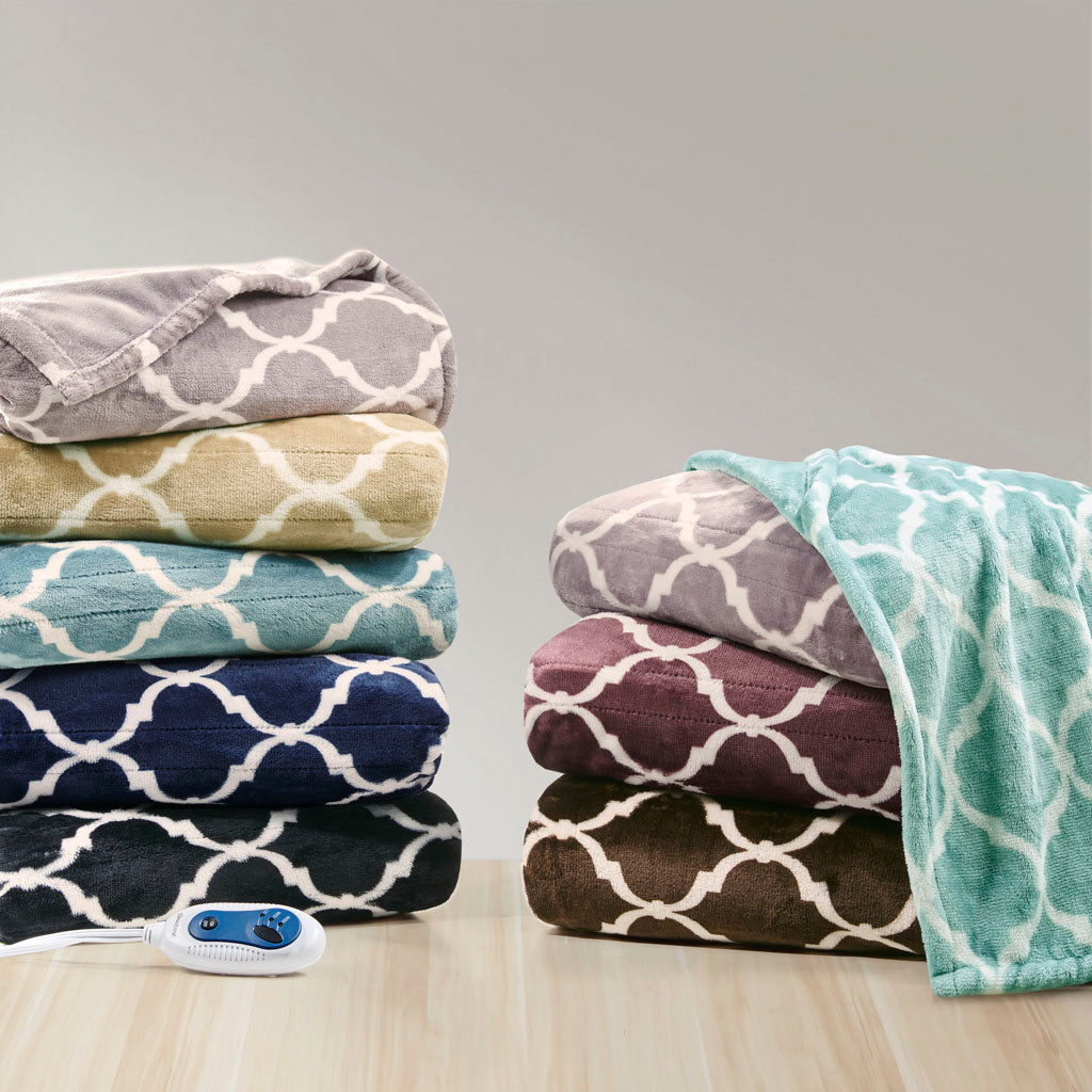 Heated Ogee Throw - Grey