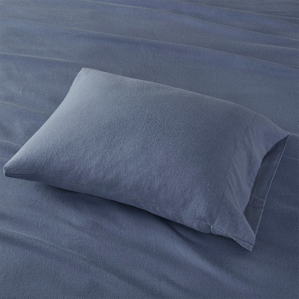 Cozy Cotton Flannel Printed Sheet Set - Blue Solid