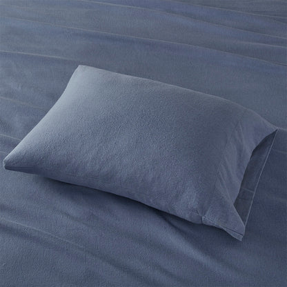 Cozy Cotton Flannel Printed Sheet Set - Blue Solid