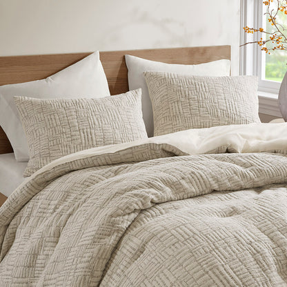 Harper Oversized Cotton Matelasse Comforter Set - Natural