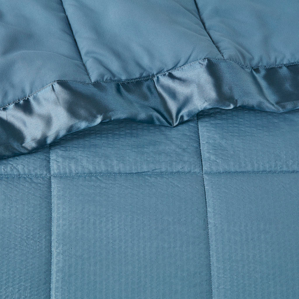 Cambria Oversized Down Alternative Blanket with Satin Trim - Slate Blue
