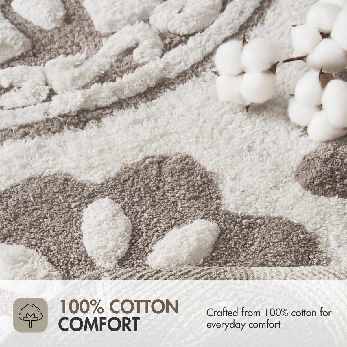 Casablanca Medallion Cotton Tufted Bath Rug - Taupe