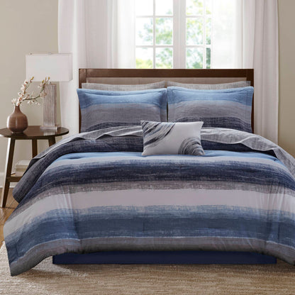 Saben Comforter Set with Cotton Bed Sheets - Navy