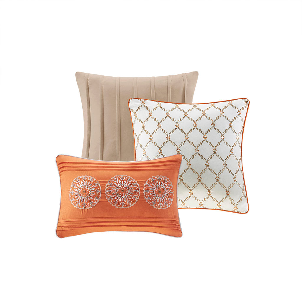 Tangiers 6 Piece Reversible Quilt Set with Throw Pillows - Orange