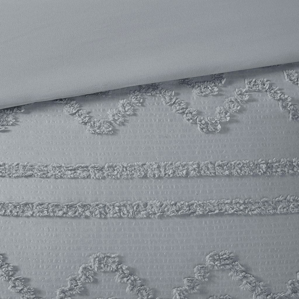 Annie Solid Clipped Jacquard Duvet Cover Set