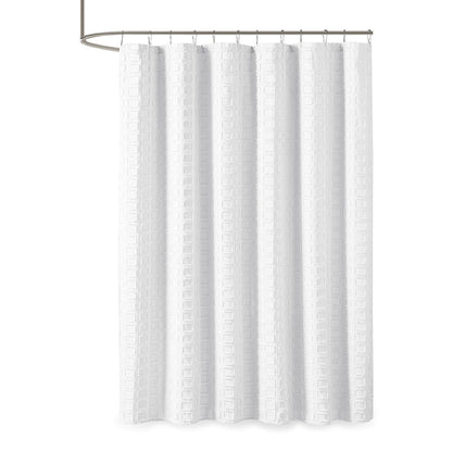 Metro Woven Clipped Solid Shower Curtain - White
