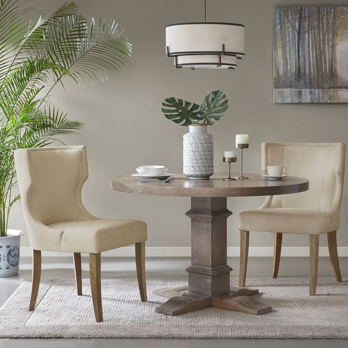 Carson Upholstered Wingback Dining Chair - Cream