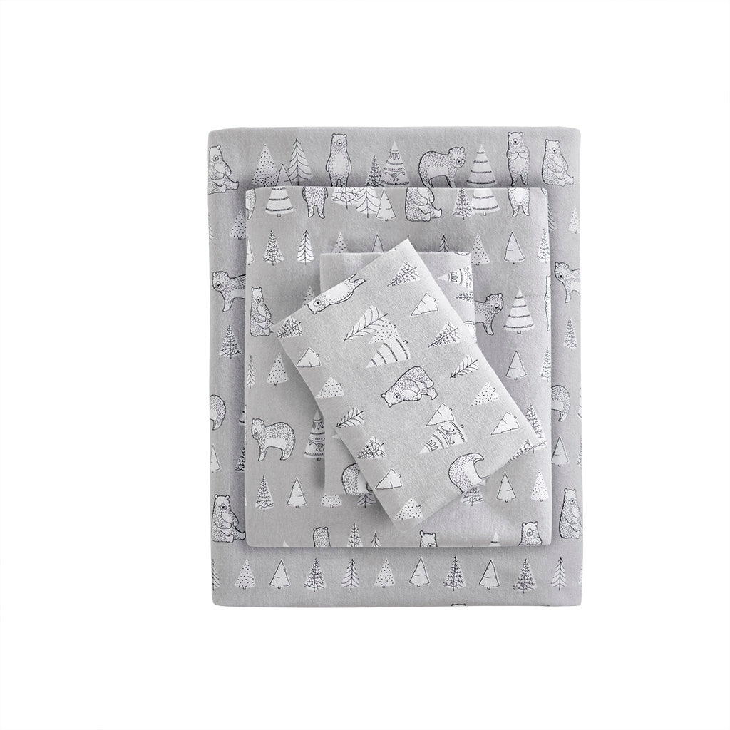 Cozy Cotton Flannel Printed Sheet Set - Bear