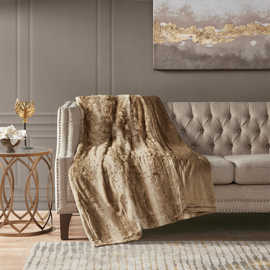 Zuri Oversized Faux Fur Throw - Tan