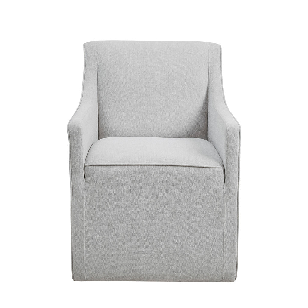 Charlotte Upholstered Dining Arm Chair with Hidden Casters - Grey