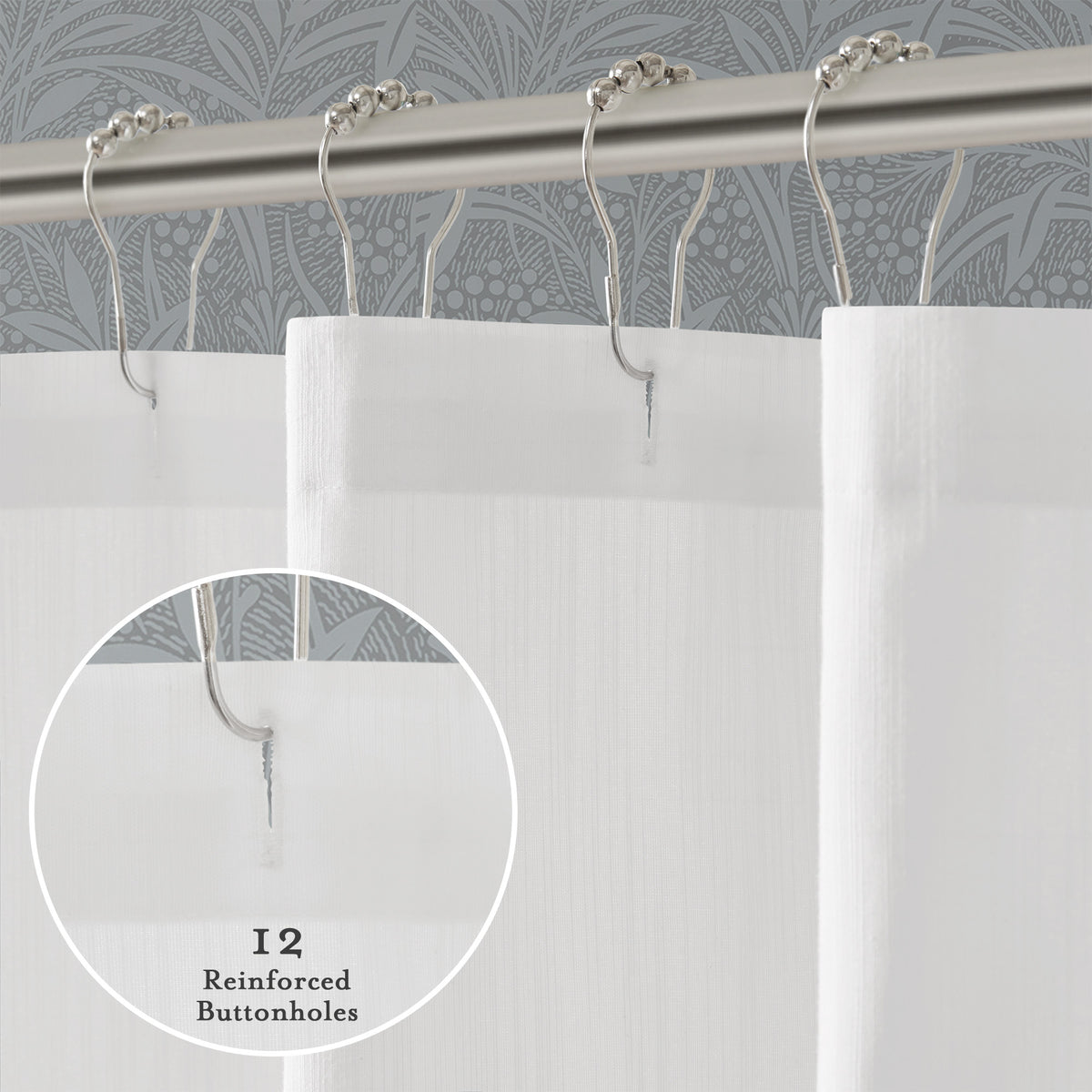 Petal Bloom Scalloped Shower Curtain - Black