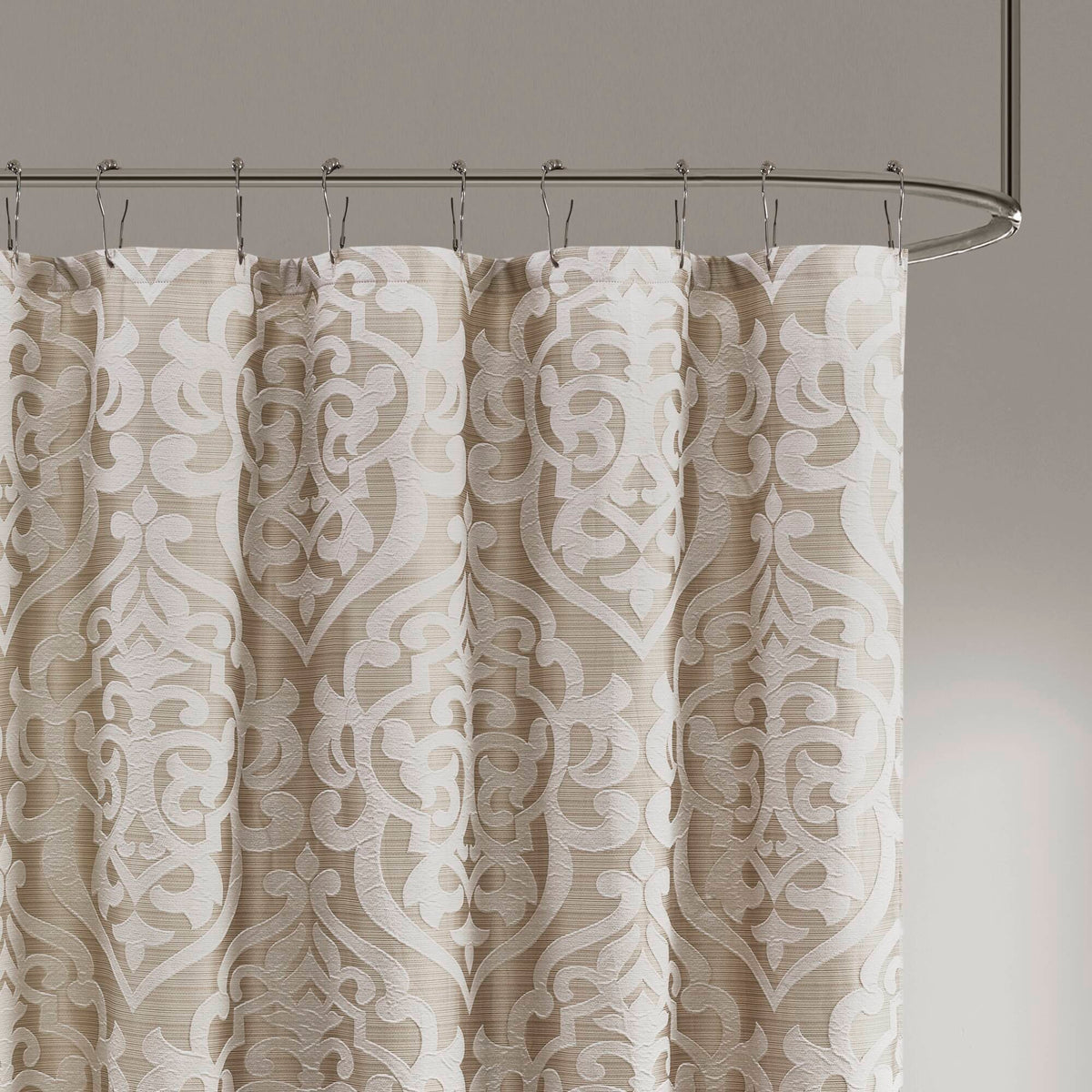 Odette Jacquard Shower Curtain - Tan/Ivory