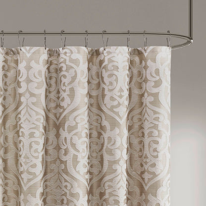Odette Jacquard Shower Curtain - Tan/Ivory