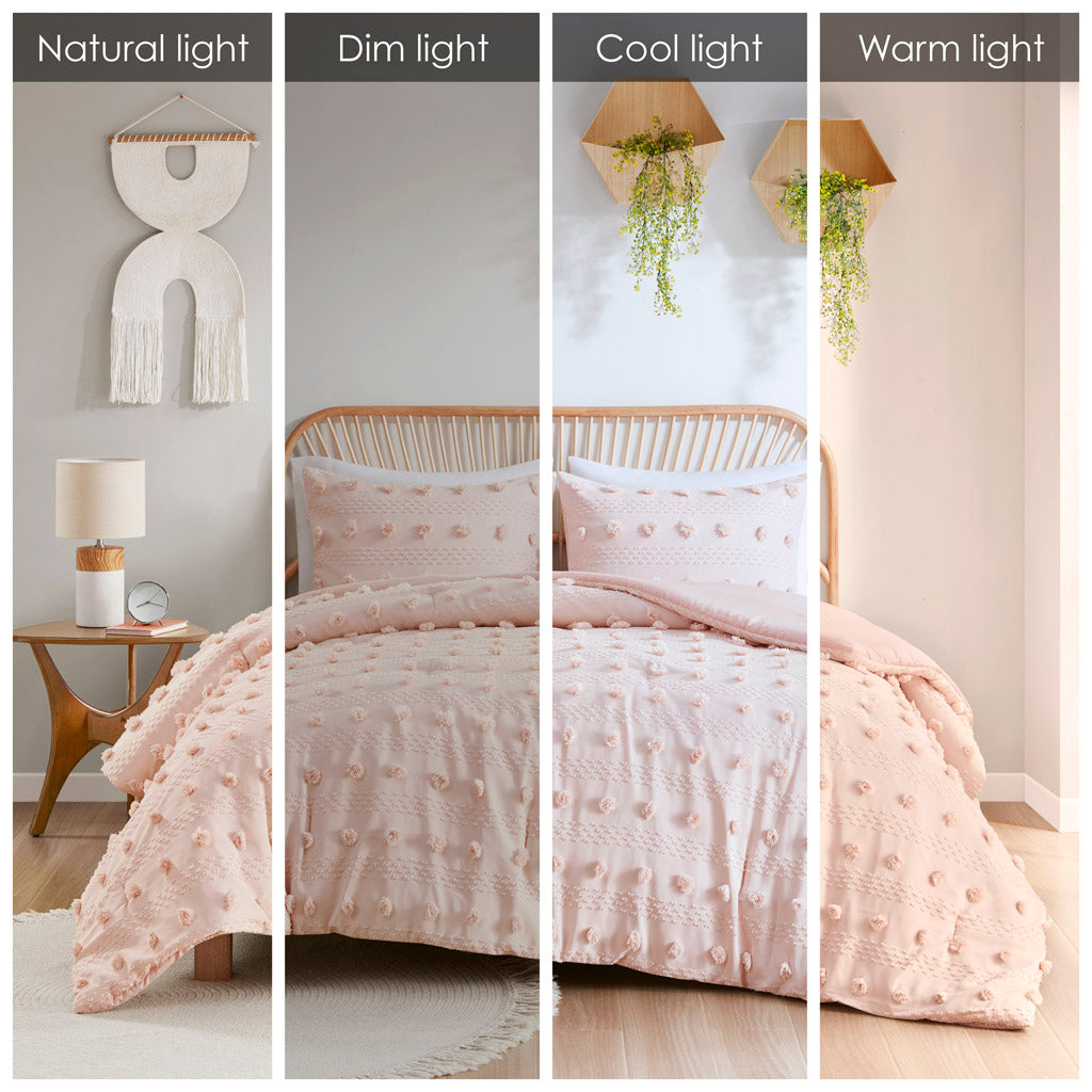 Lucy Clip Jacquard Comforter Set - Pink