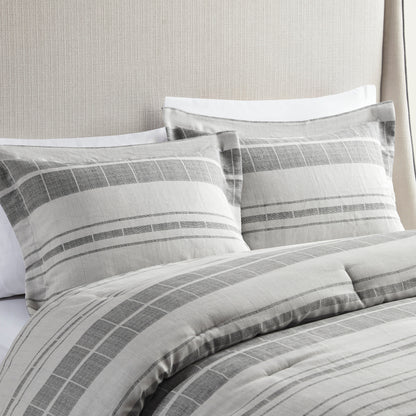 Rhodes 4 Piece Stripe Comforter Set with Throw Pillow - Grey/Multi