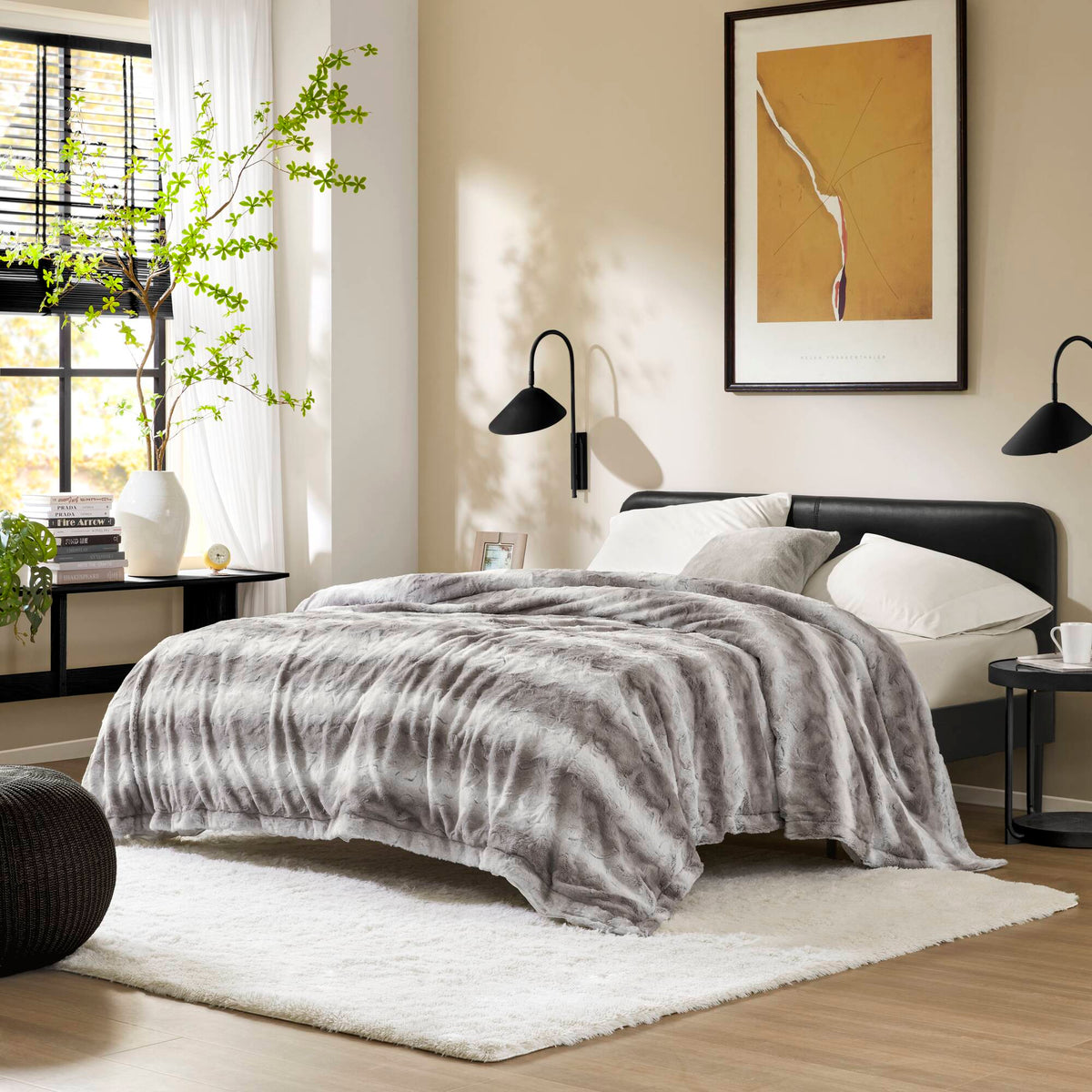 Zuri Faux Fur Blanket - Grey
