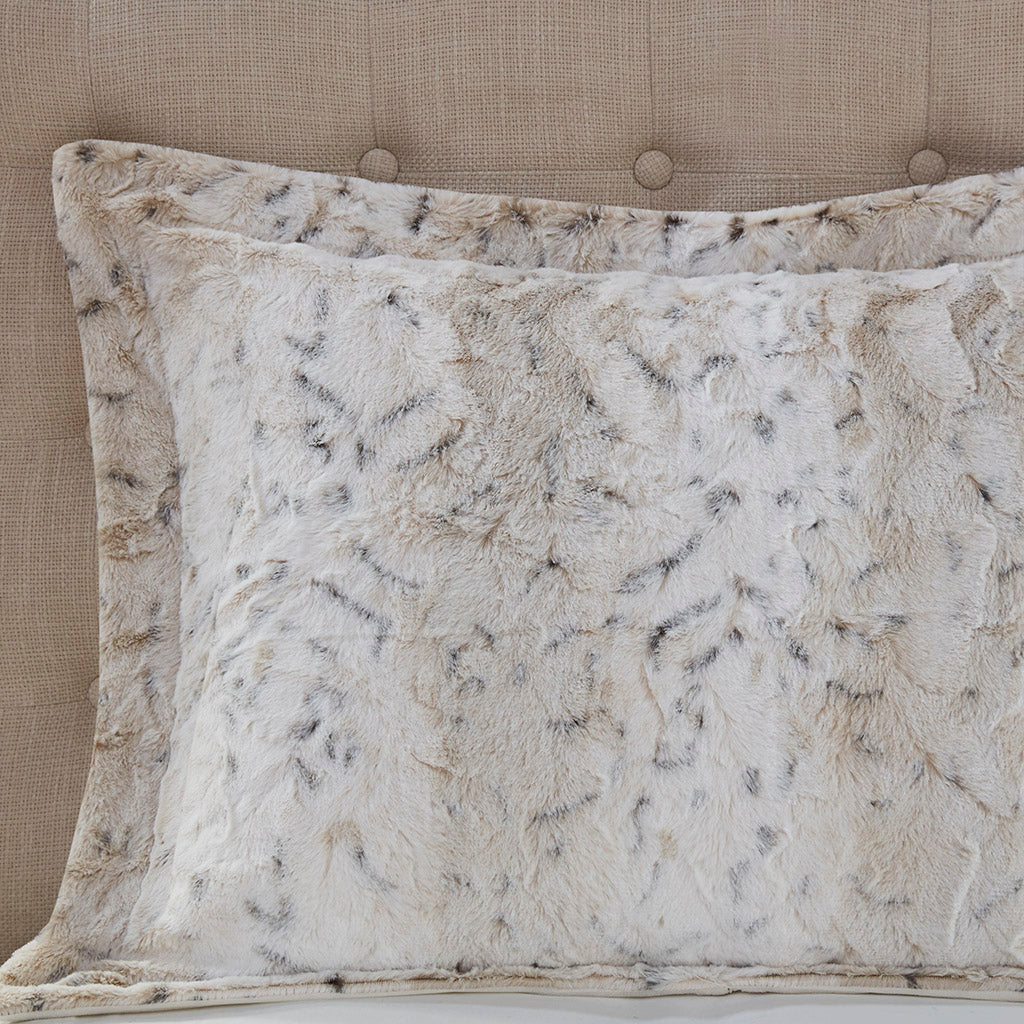 Zuri Faux Fur Comforter Set - Snow Leopard