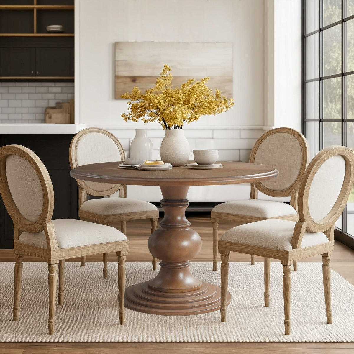 Lexi 46" Round Pedestal Dining Table - Reclaimed Walnut