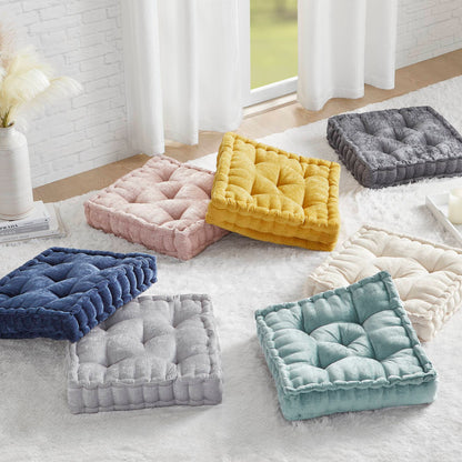 Azza Poly Chenille Square Floor Pillow Cushion - Aqua