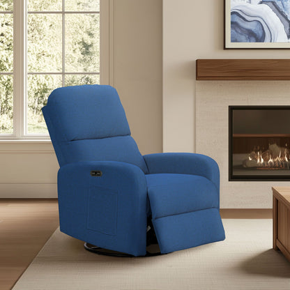 Dakota Power Recliner 3-in-1 with Swivel, Glider, Charging Station - Blue