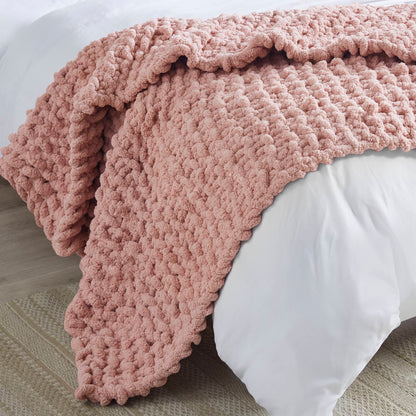 Chenille Chunky Knit Throw - Blush