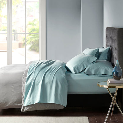800 Thread Count Cotton Blend Sateen Sheet Set - Aqua