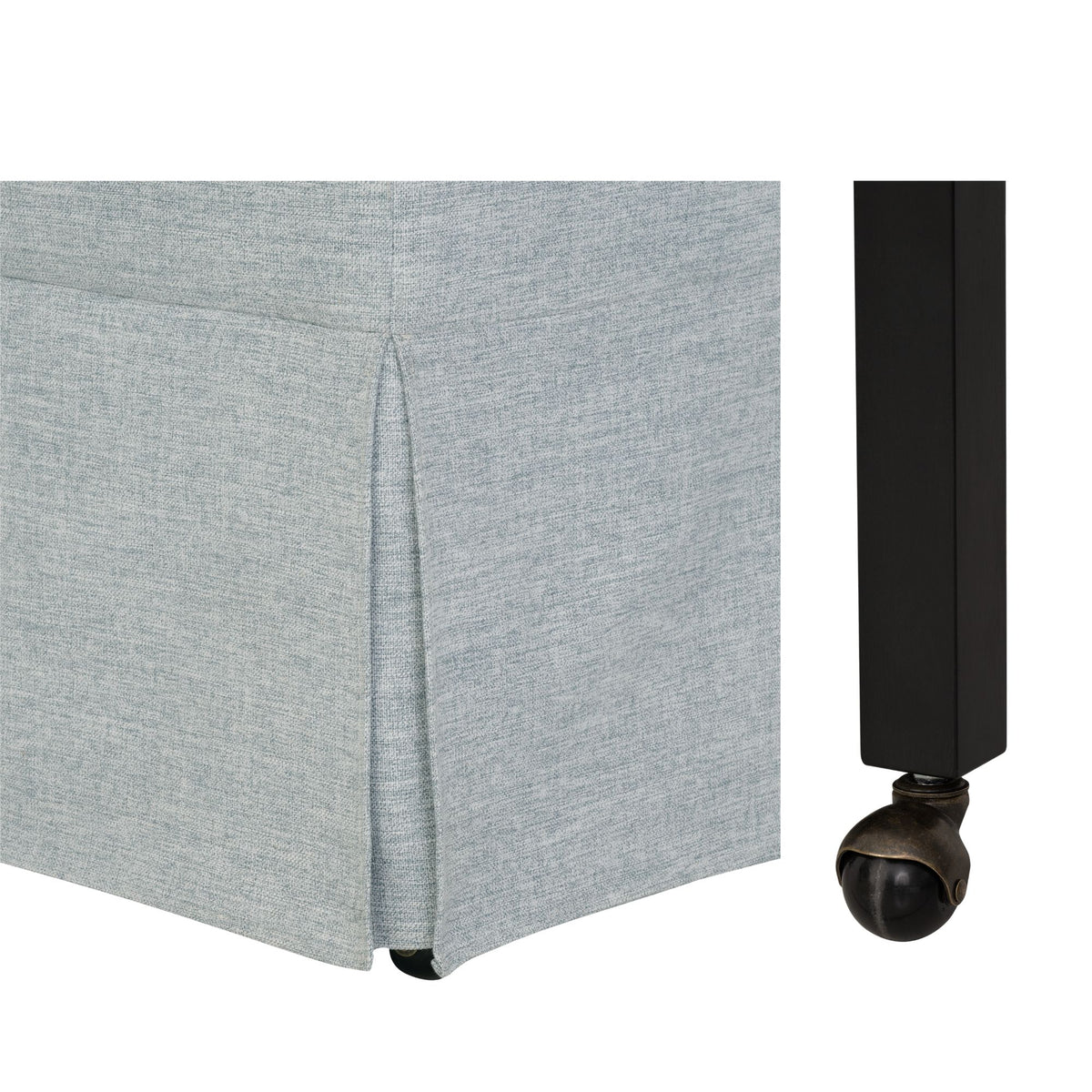 London Upholstered Skirted Dining Arm Chair with Hidden Casters - Light Blue