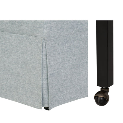 London Upholstered Skirted Dining Arm Chair with Hidden Casters - Light Blue