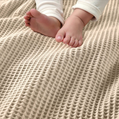 Waffle Weave Cotton Blanket - Khaki