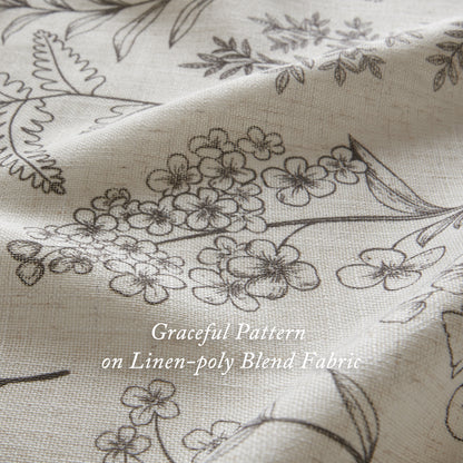 Aria Floral Window Panel - Charcoal
