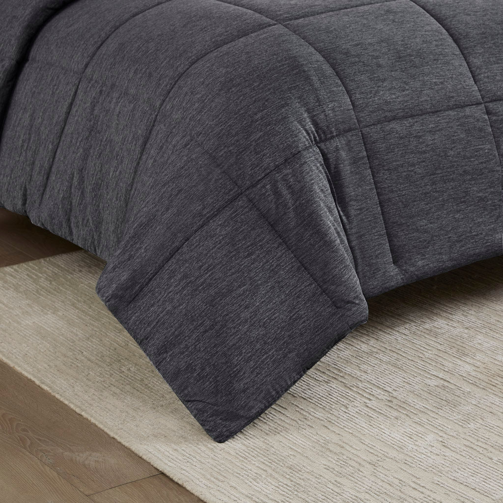 Comfort Cool Jersey Knit Oversized Down Alternative Comforter - Black