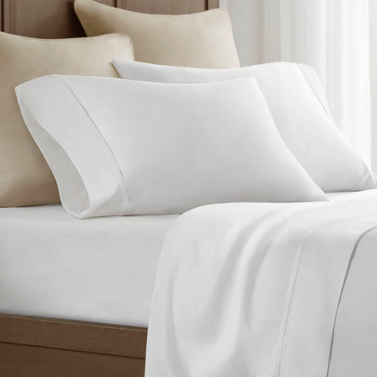 100% Egyptian Cotton Sateen Pillowcase Set - White